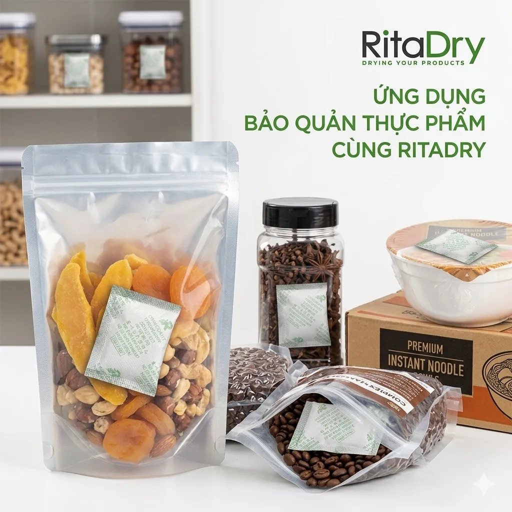 Ứng Dụng Gói Hút Ẩm Silica Gel Trong Ngành Thực Phẩm