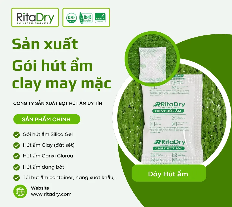 Gói hút ẩm clay may mặc